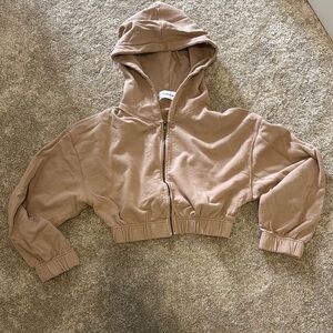 Talentless Tan Cropped Hoodie